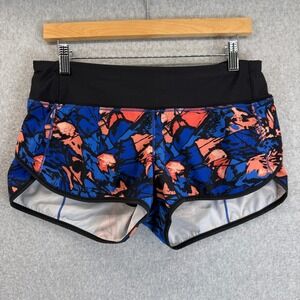 Lululemon Speed Short H2O Shorts Sweat to Swim‎ Black Blue Pink Print Size 6